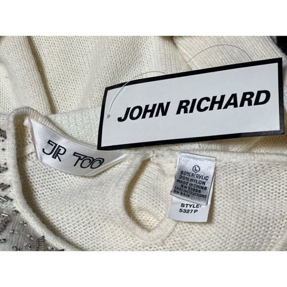 John Richard NWT Vintage Belted Sweater Dress Embellished with Sequin Size Large - Picture 5 of 5
